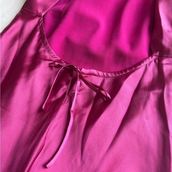 NEW Reformation Anaiis Long Silk Dress Hibiscus Tea Dark Pink Magenta | US 2 UK6 - Picture 15 of 16